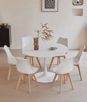Nordic Ronde Eetkamertafel met 6 Stoelen - Stijlvol en Comfortabel