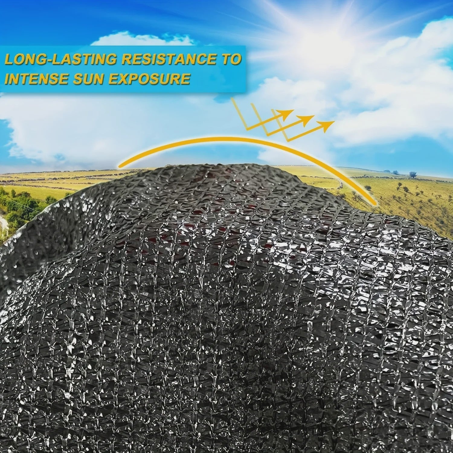 Zonnebranddoek Zwart 6x3m - UV-Bescherming en Schaduwdoek met Oogjes