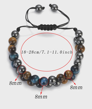 Handgemaakte Tijgeroog & Blauwe Steen Armband - Natuursteen Kralen (8mm)