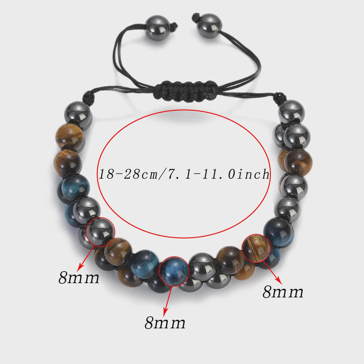 Handgemaakte Tijgeroog & Blauwe Steen Armband - Natuursteen Kralen (8mm)