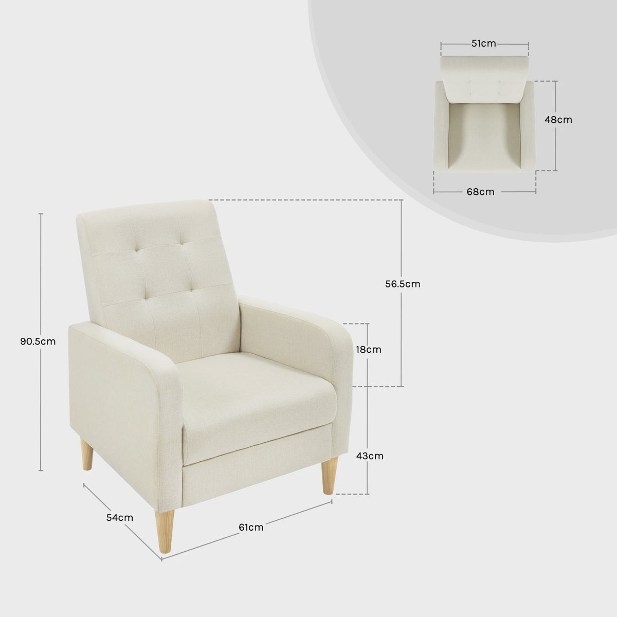 Moderne Lounge Fauteuil met Armleuningen en Massief Houten Poten - Comfortabel en Stijlvol