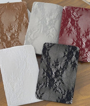 Luxe Kant & Mesh Pantyhose met Bloemendessin - Sexy & Modieus