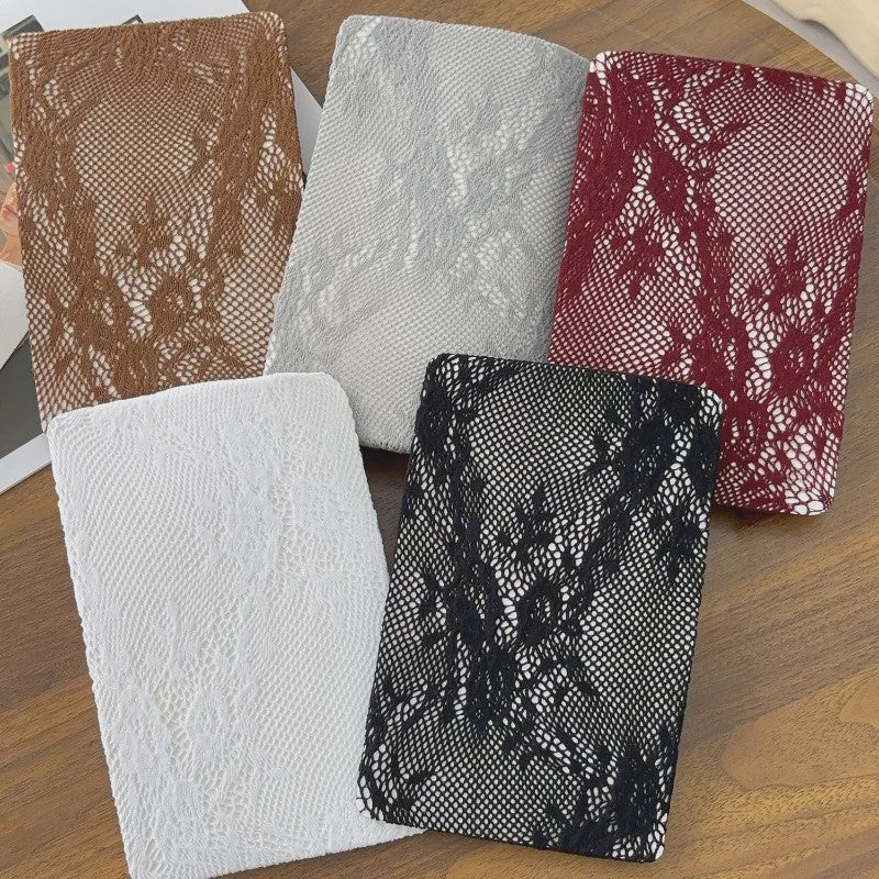 Luxe Kant & Mesh Pantyhose met Bloemendessin - Sexy & Modieus