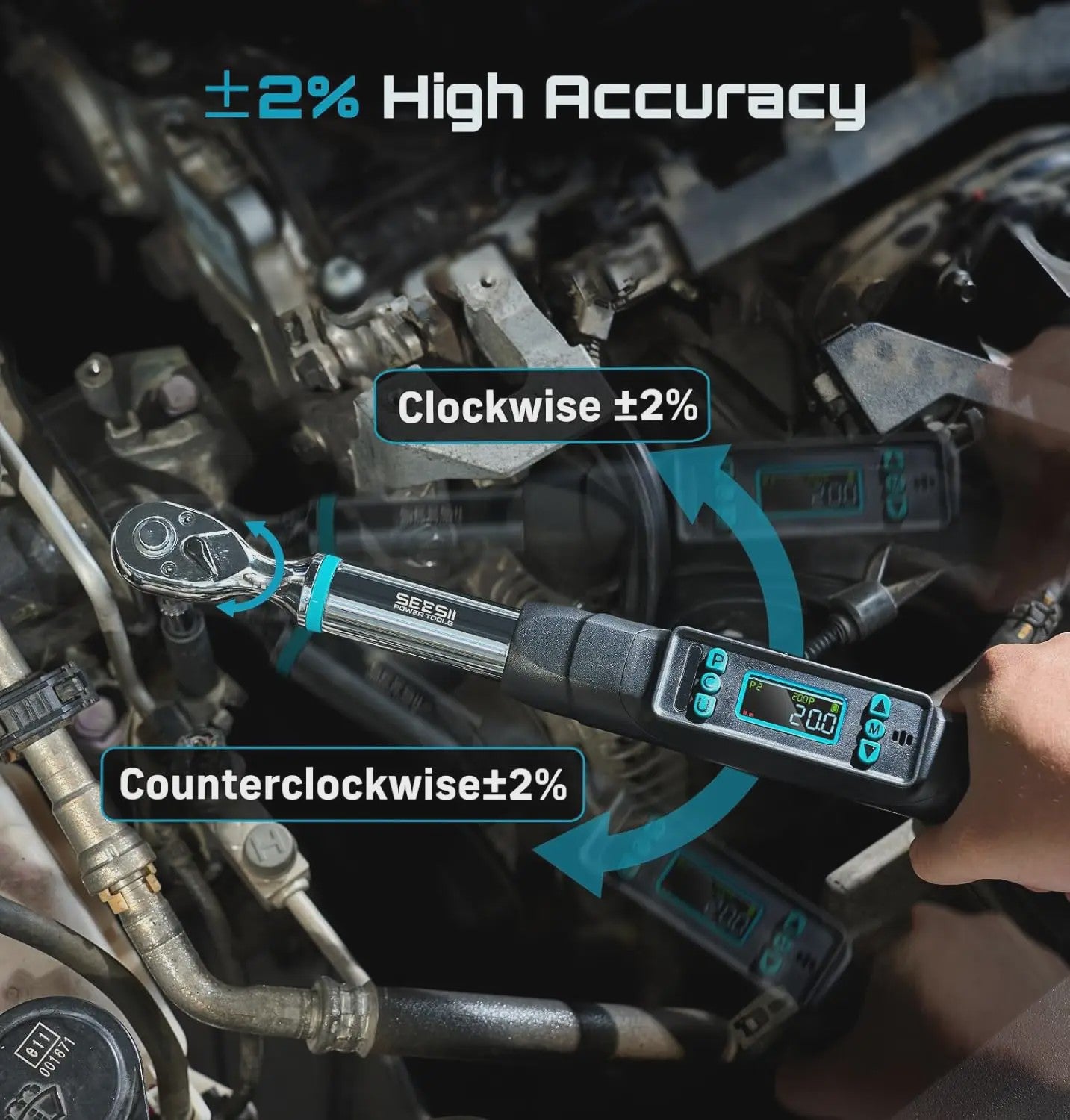 Digitale Momentsleutel 3/8" 220Nm met LCD, Track & Peak Modi, Geheugen & Alarm