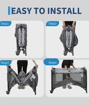 5-in-1 Baby Reiswieg met Commode, Matras en Speelboog - Snel Opvouwbaar