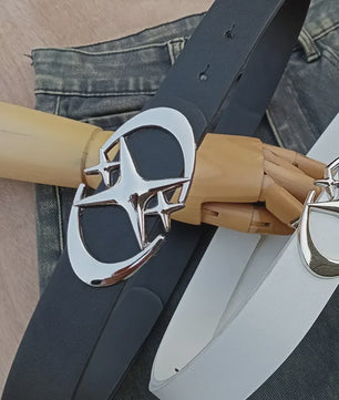 Stijlvolle Unisex Riem met Ovalen Kruis Gesp - Duurzaam en Veelzijdig Cadeau
