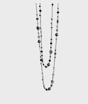 Dubbele Laags Ketting met Bloemen en Kralen - Bohemian Stijl