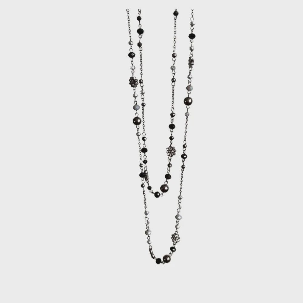 Dubbele Laags Ketting met Bloemen en Kralen - Bohemian Stijl