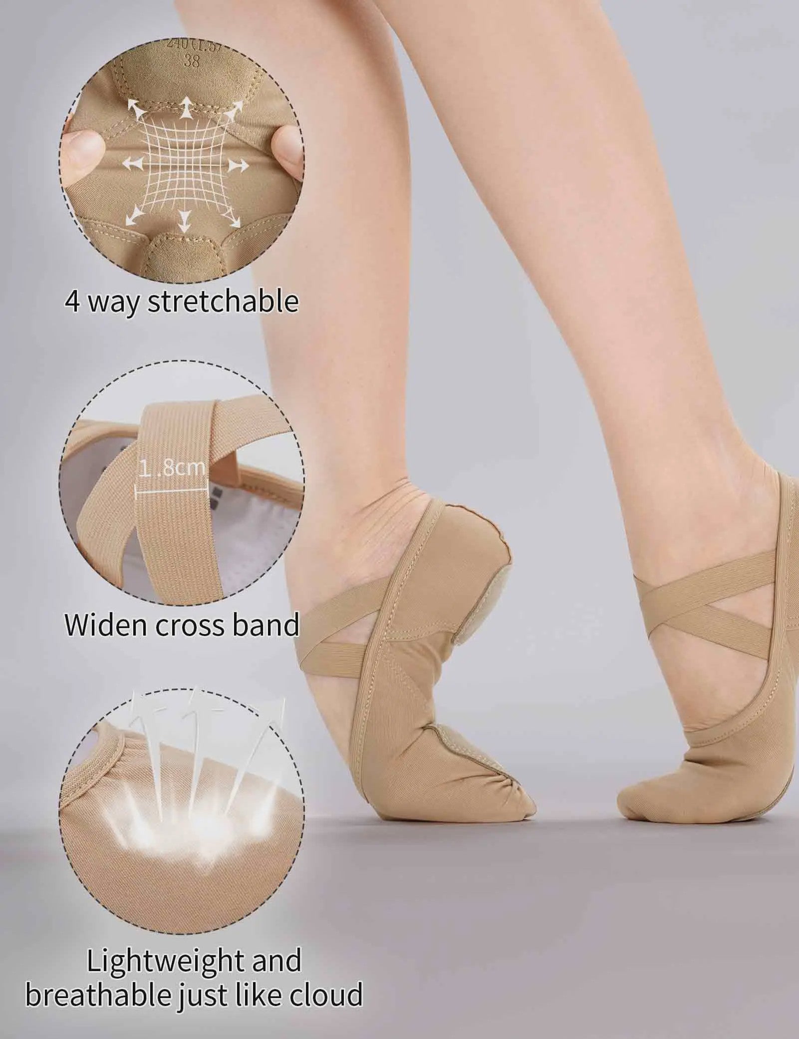 Professionele Ballet Schoenen Dames - Hoge Stretch, Ultralicht & Flexibel met Zachte Zool