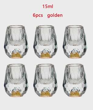 Luxe Kristallen Wijnglazen met Goudfolie - 15ML - Set van 1, 2 of 6 stuks