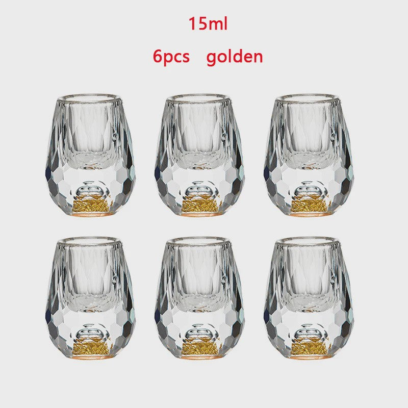 Luxe Kristallen Wijnglazen met Goudfolie - 15ML - Set van 1, 2 of 6 stuks