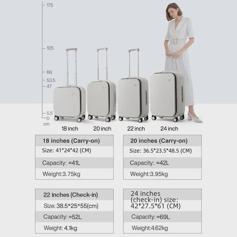 Mixi Aluminium Frame Koffer - Handbagage met Vooropening & 180° Opening