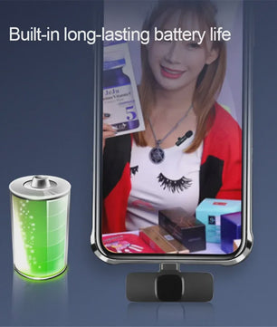 Draadloze Lavalier Microfoon Set (2.4G) voor iPhone & Android - Live Streaming & Opnames