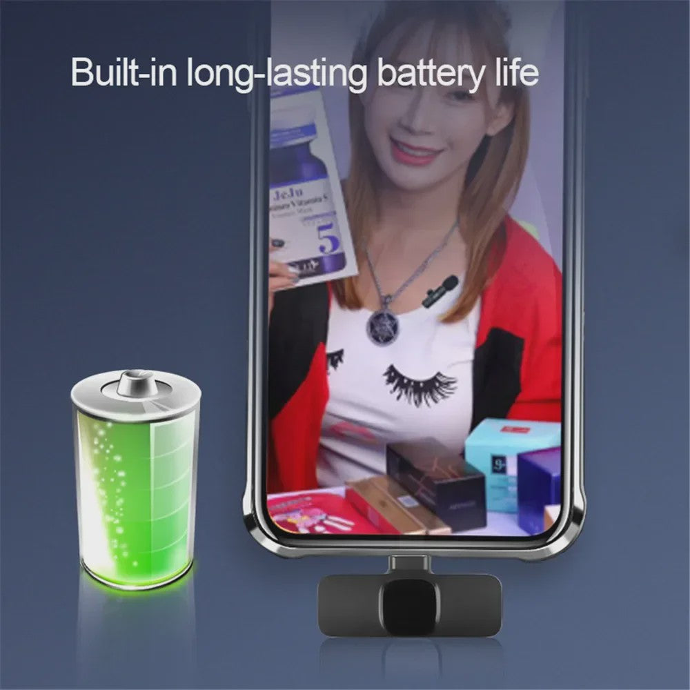 Draadloze Lavalier Microfoon Set (2.4G) voor iPhone & Android - Live Streaming & Opnames