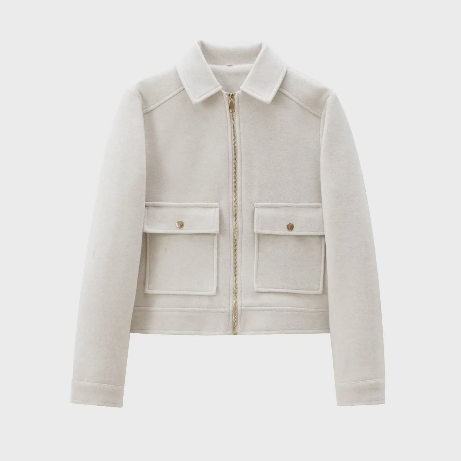 Dames Elegante Korte Jas met Rits en Zakken - Stijlvolle Winter Outerwear