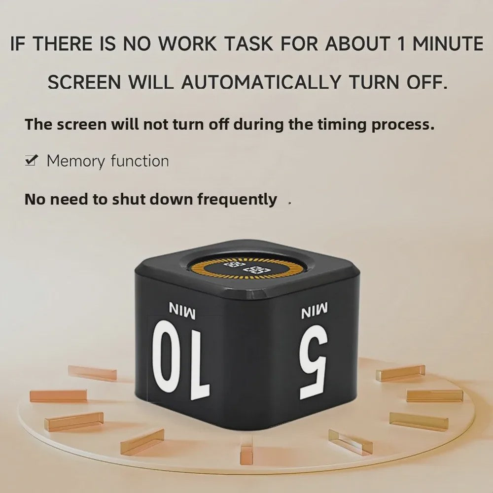 Slimme Timer Kubus met Zwaartekracht Sensor - Visuele Tijdmanagement Tool met LED Scherm