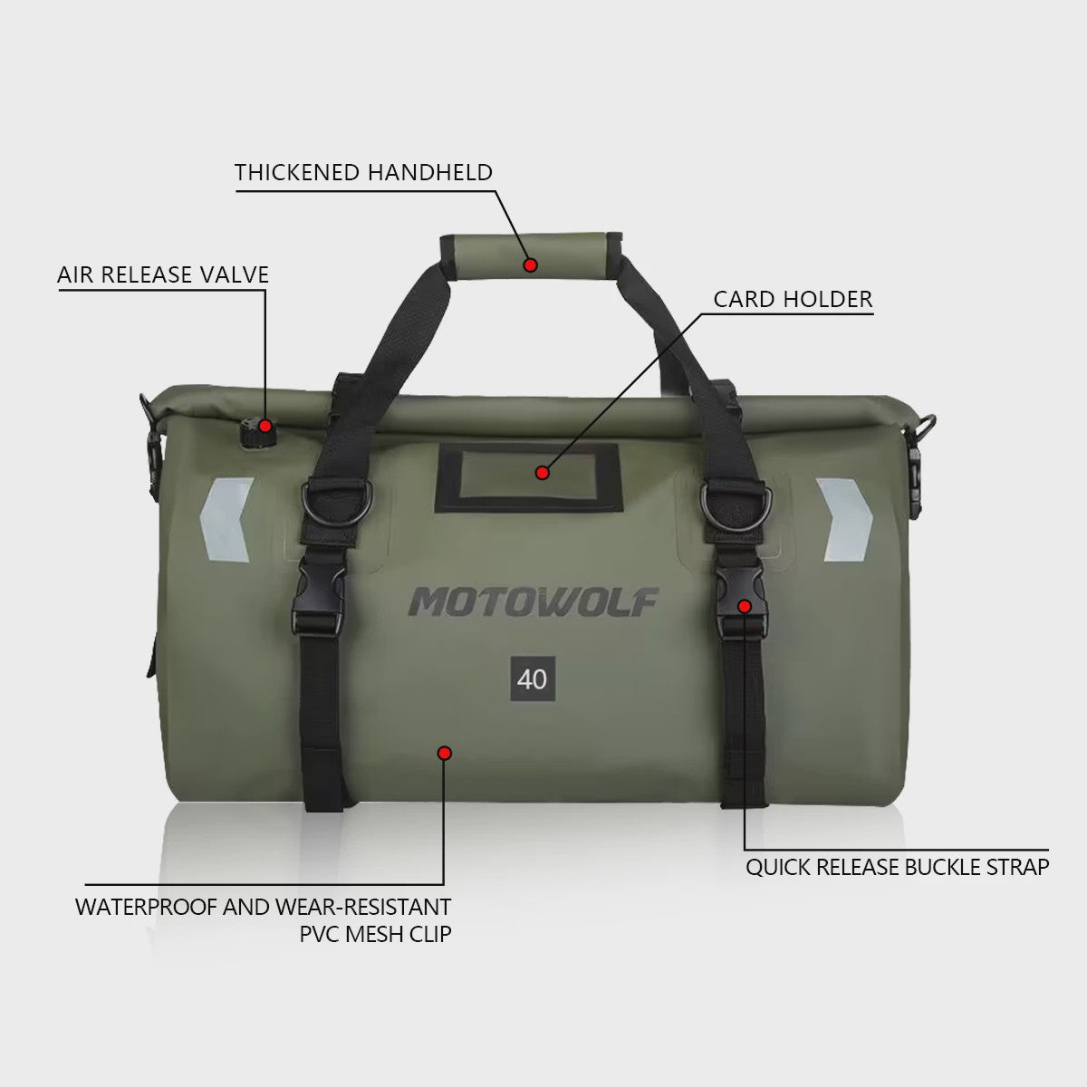 Waterdichte Motorfiets Bagagedragertas - 20/40/66L - Outdoor & Reis