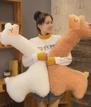 XL Alpaca Knuffelkussen 130cm - Zacht Pluche Llama Kussen voor Kinderen en Volwassenen
