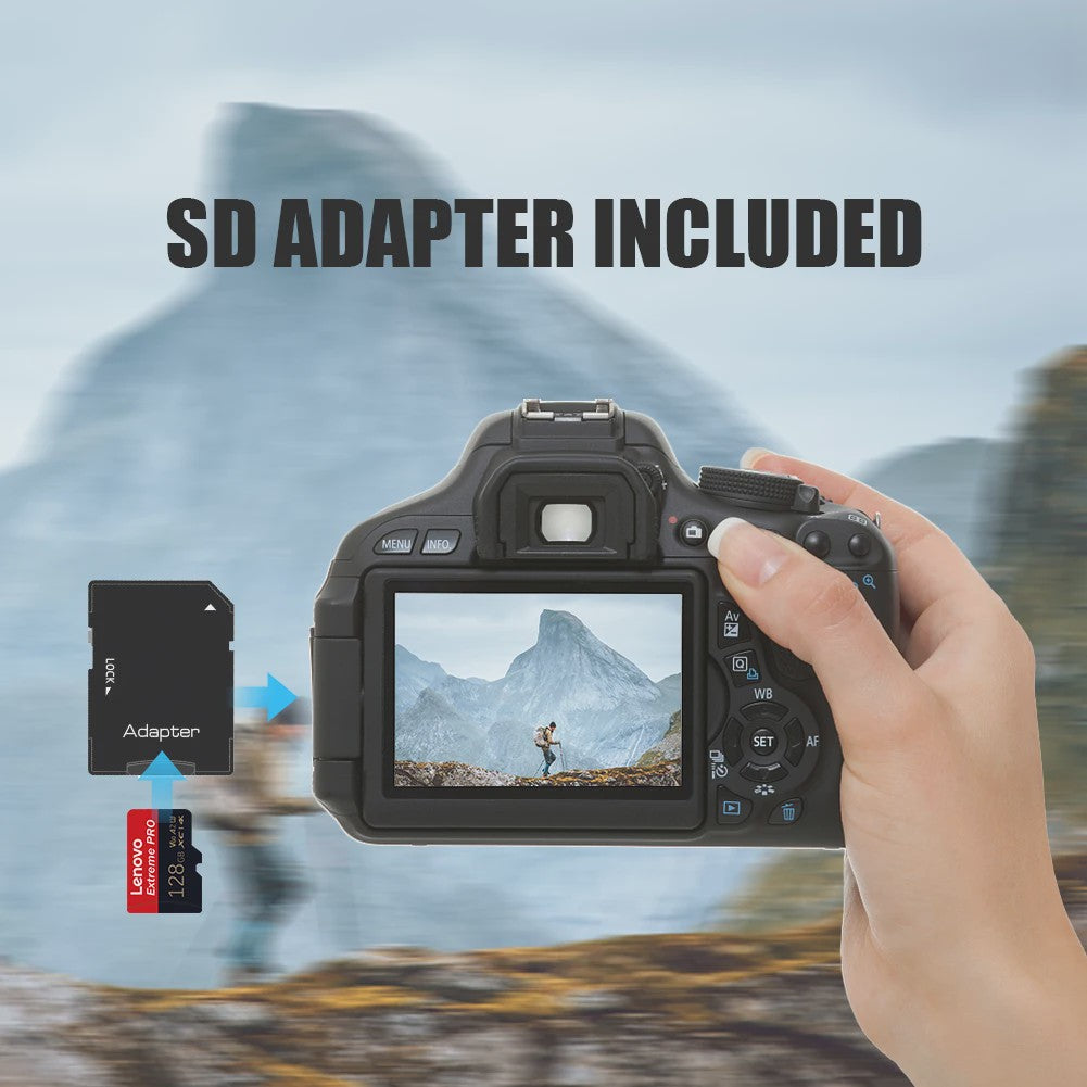Lenovo Extreme PRO Micro SDXC Kaart 128GB/256GB/512GB U3 V60 A2 - High-Speed TF Flash voor Drone & Action Camera