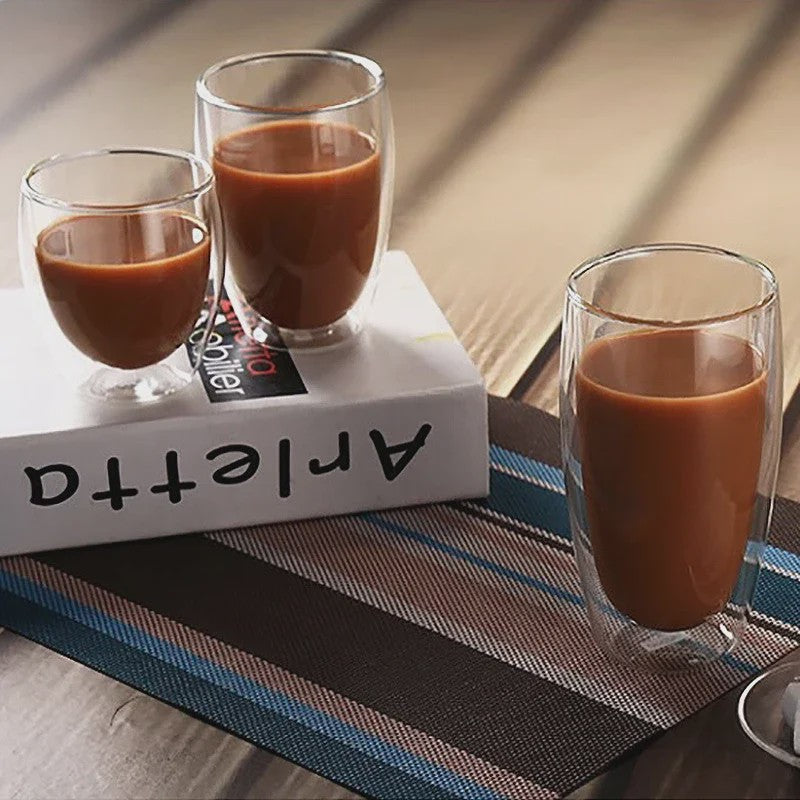 Dubbelwandige Glazen Mokken - Hittebestendig & Handgemaakt voor Koffie, Thee, Bier & Whiskey