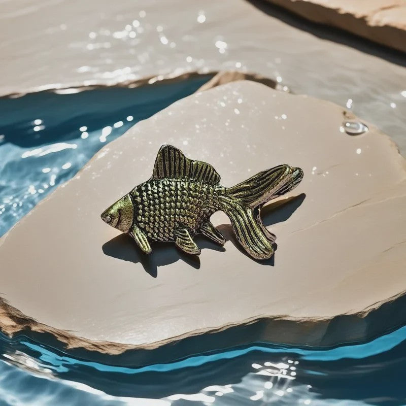 Retro Messing Goudvis Beeldjes - Miniatuur Decoratie & Leuk Cadeau