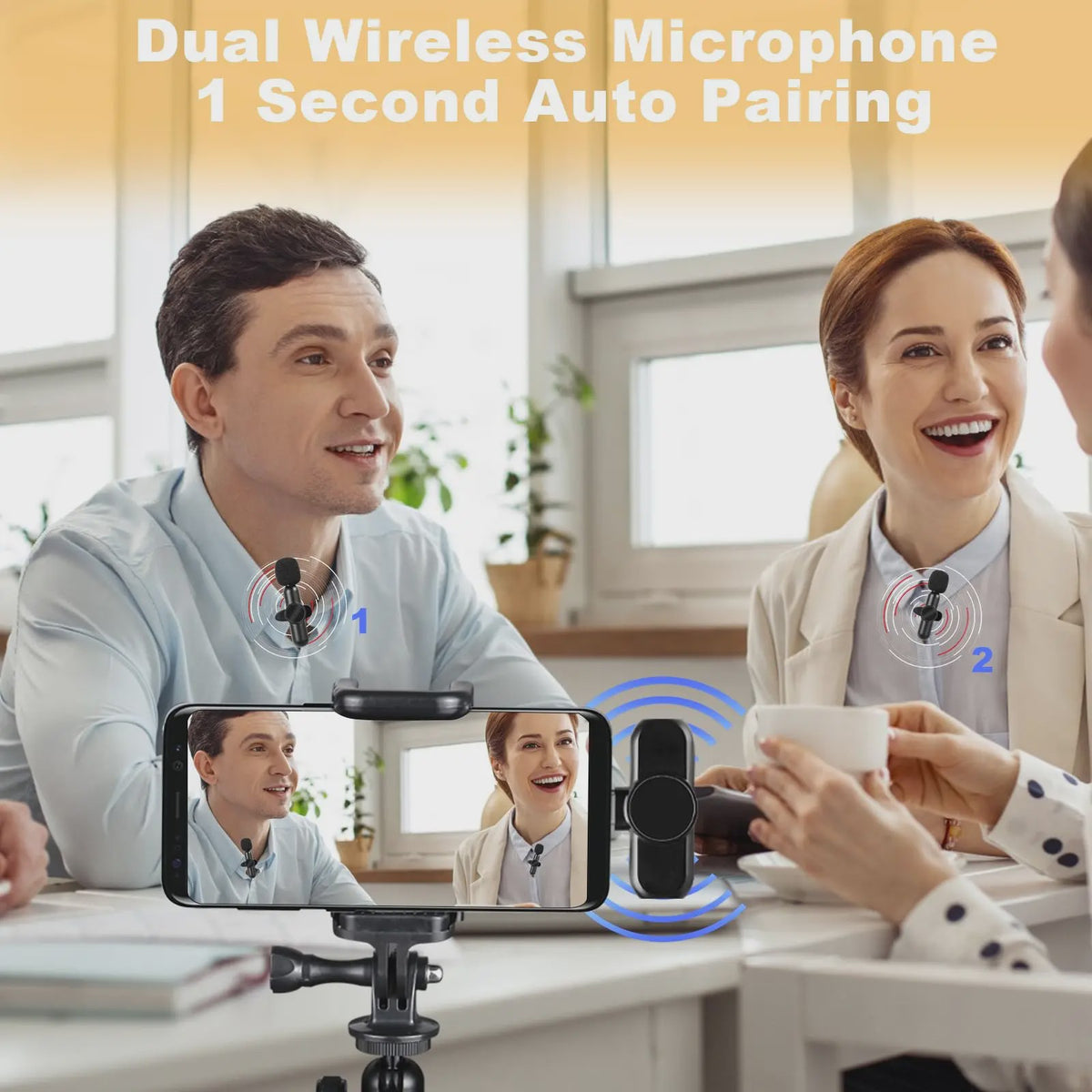 Draadloze Lavalier Microfoon Set 2.4G met Ruisonderdrukking voor Smartphones