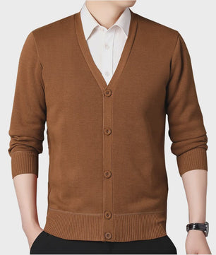 Heren Fleece Cardigan Jas - Gebreide V-hals Trui voor Herfst & Winter