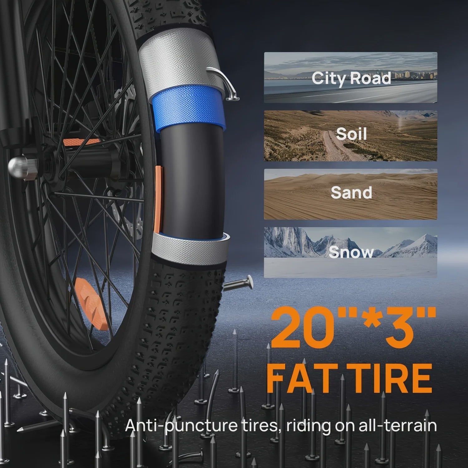 Urlife E20 Elektrische Fatbike - 20 Inch Wielen, 48V 13Ah Accu, 80KM Actieradius