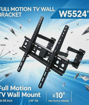 WETECH W5524 TV Muurbeugel - Dubbele Arm, 26-55 Inch, 30kg, Kantelbaar, VESA 75-400mm