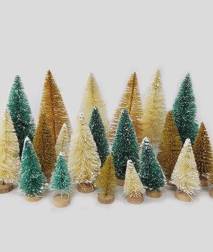 Set van 5 of 8 Mini Kerstboompjes - Tafeldecoratie met Houten Voet