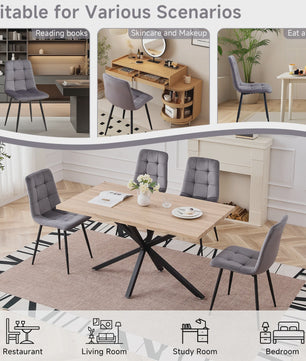 Set Eettafelstoelen (2/4/6 stuks) - Gestoffeerd Fluweel met Metalen Frame