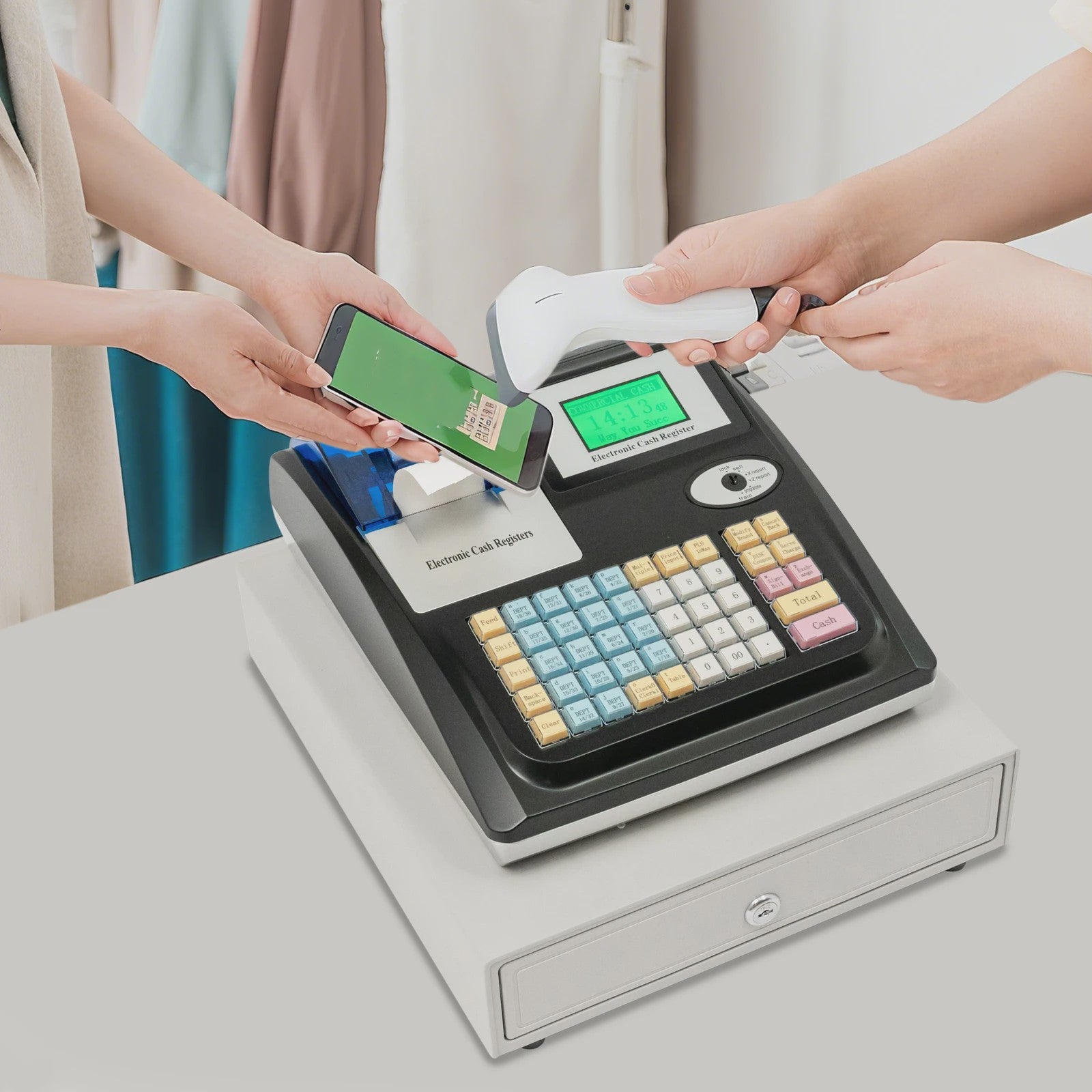 Elektronische Kassaregister met 48 Toetsen en LED Display - Ideaal voor Horeca & Winkels