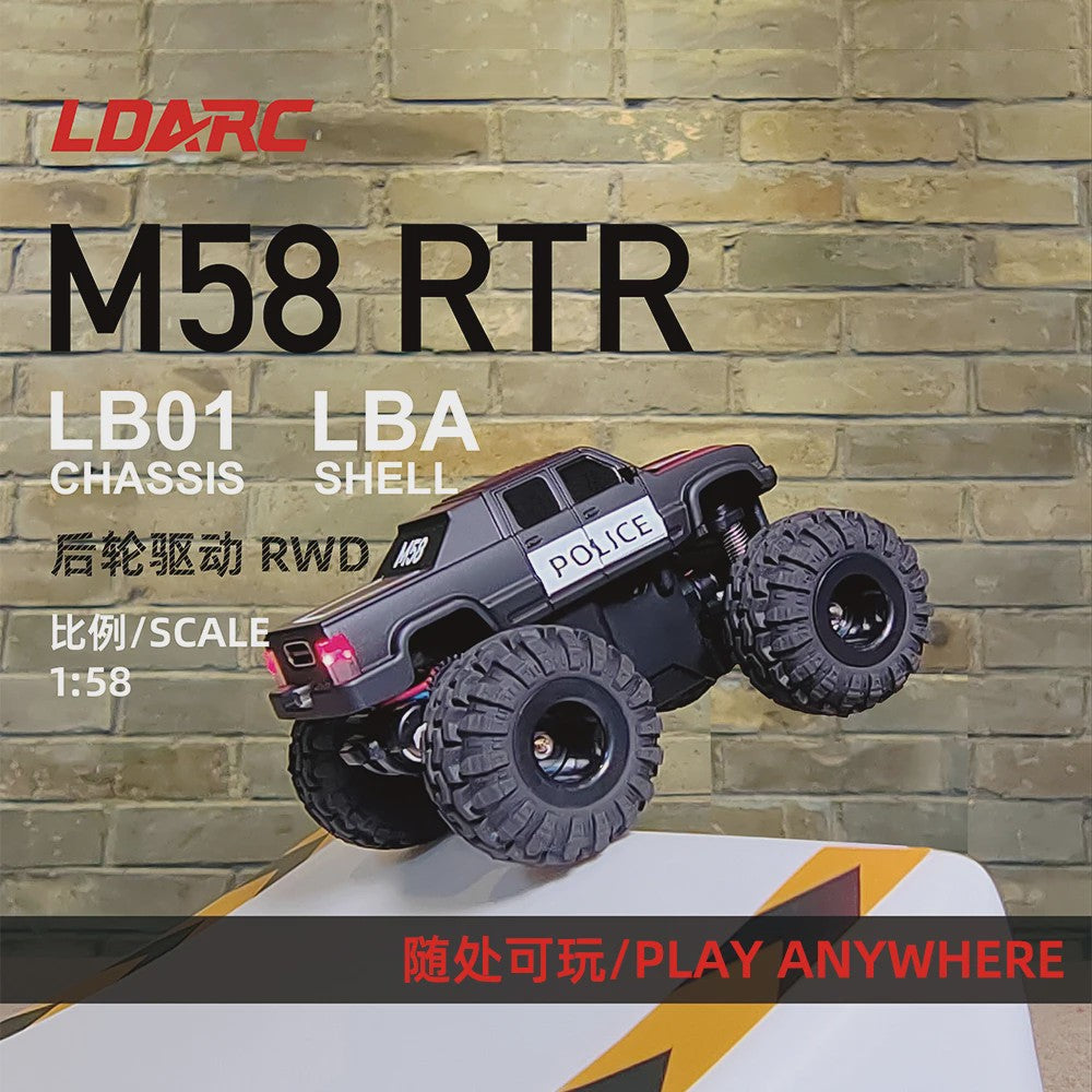 LDARC M58 1/58 RC Truck RTR - Miniatuur Off-Road Monster Truck met Afstandsbediening