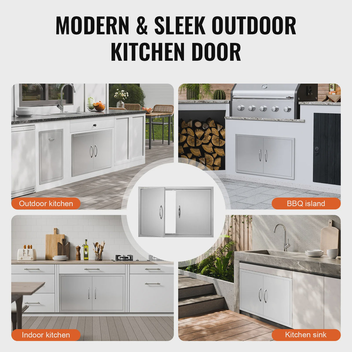 Dubbele RVS Buitendeur voor BBQ Eiland & Keuken - Waterdicht & Duurzaam