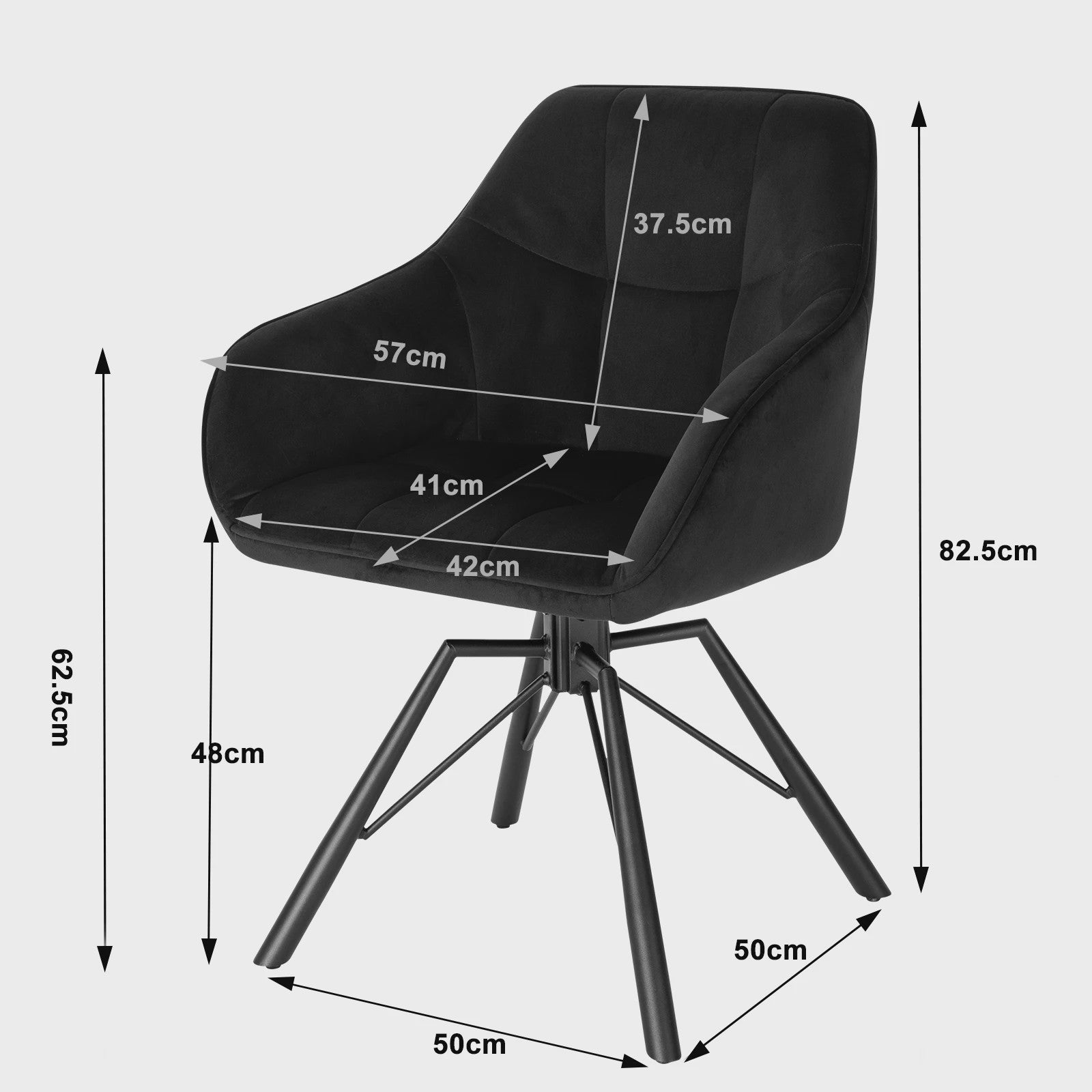 Set van 2 Comfortabele Draaistoelen met Armleuningen en Rugleuning - Stijlvol voor Keuken, Eetkamer en Woonkamer