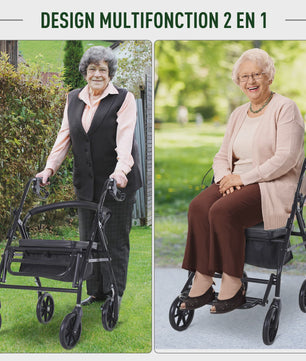Opvouwbare Rollator met Zitting, Handremmen en Opbergmand - Lichtgewicht & Ergonomisch
