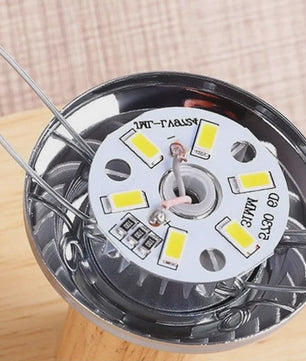 Sfeervolle LED Tafellamp met Houten Basis & Stoffen Kap - Dimbare Nachtlamp USB
