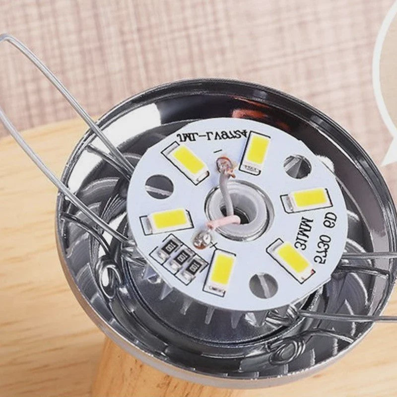 Sfeervolle LED Tafellamp met Houten Basis & Stoffen Kap - Dimbare Nachtlamp USB