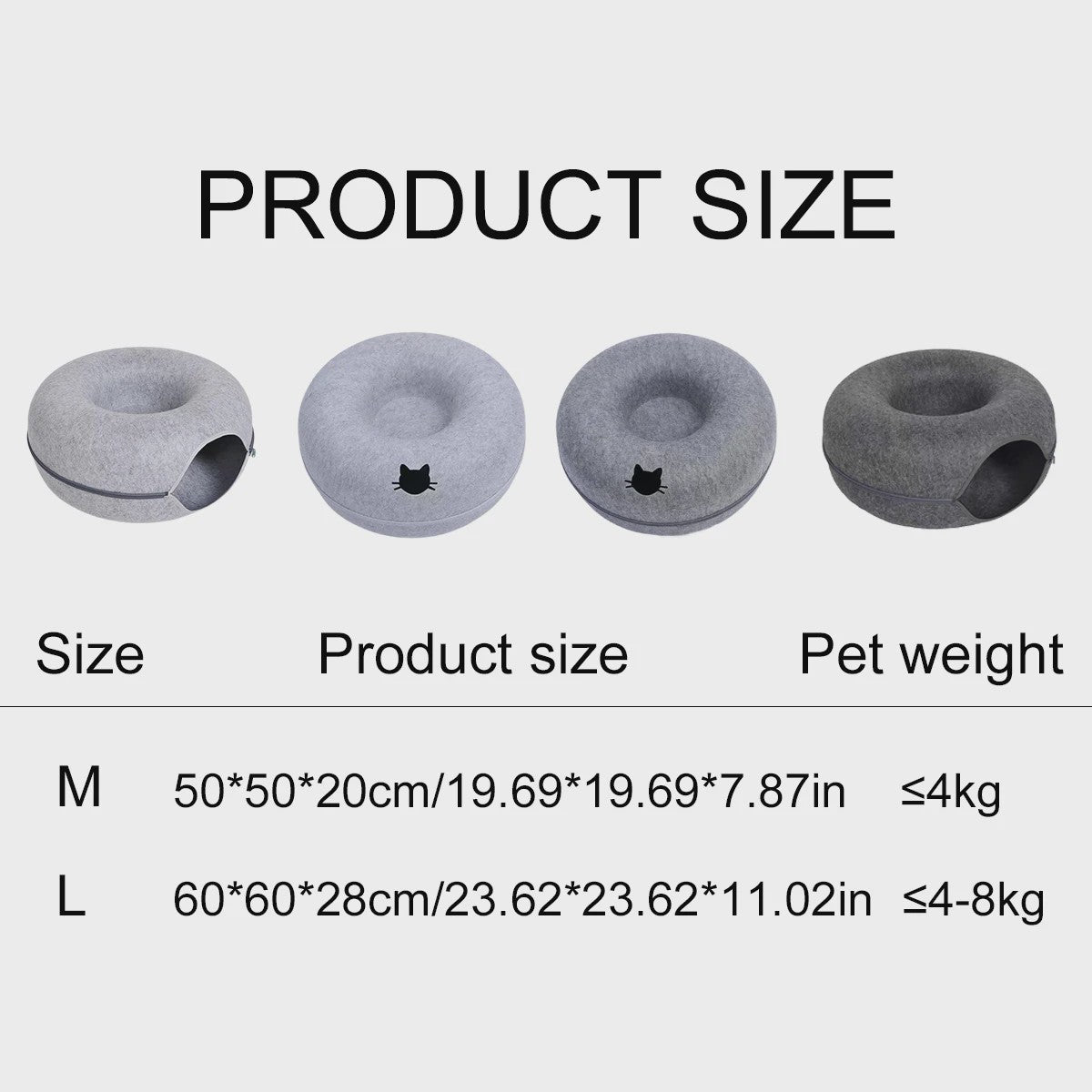 Felt Donut Kattenmand - 2-in-1 Huisje, Tunnel & Speelplek voor Katten en Kleine Honden