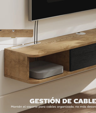 Zwevende TV Meubel met Wandrek in Eikenlook - 120 cm Breed