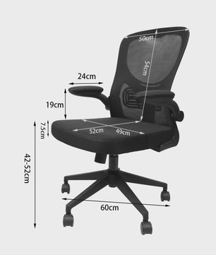 Ergonomische Bureaustoel met Mesh Rugleuning, Opklapbare Armleuningen en Lendensteun - Verstelbaar en Comfortabel