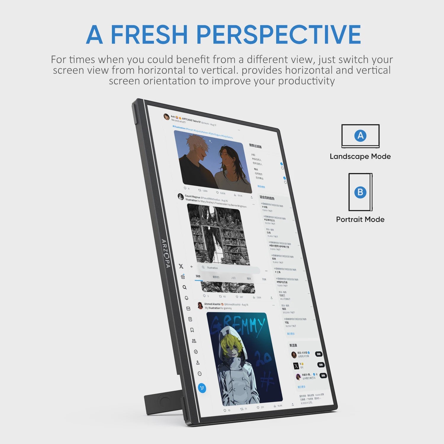 ARZOPA 16" 2K Draagbare Monitor - IPS Scherm, 16:10, Type-C & Mini HDMI