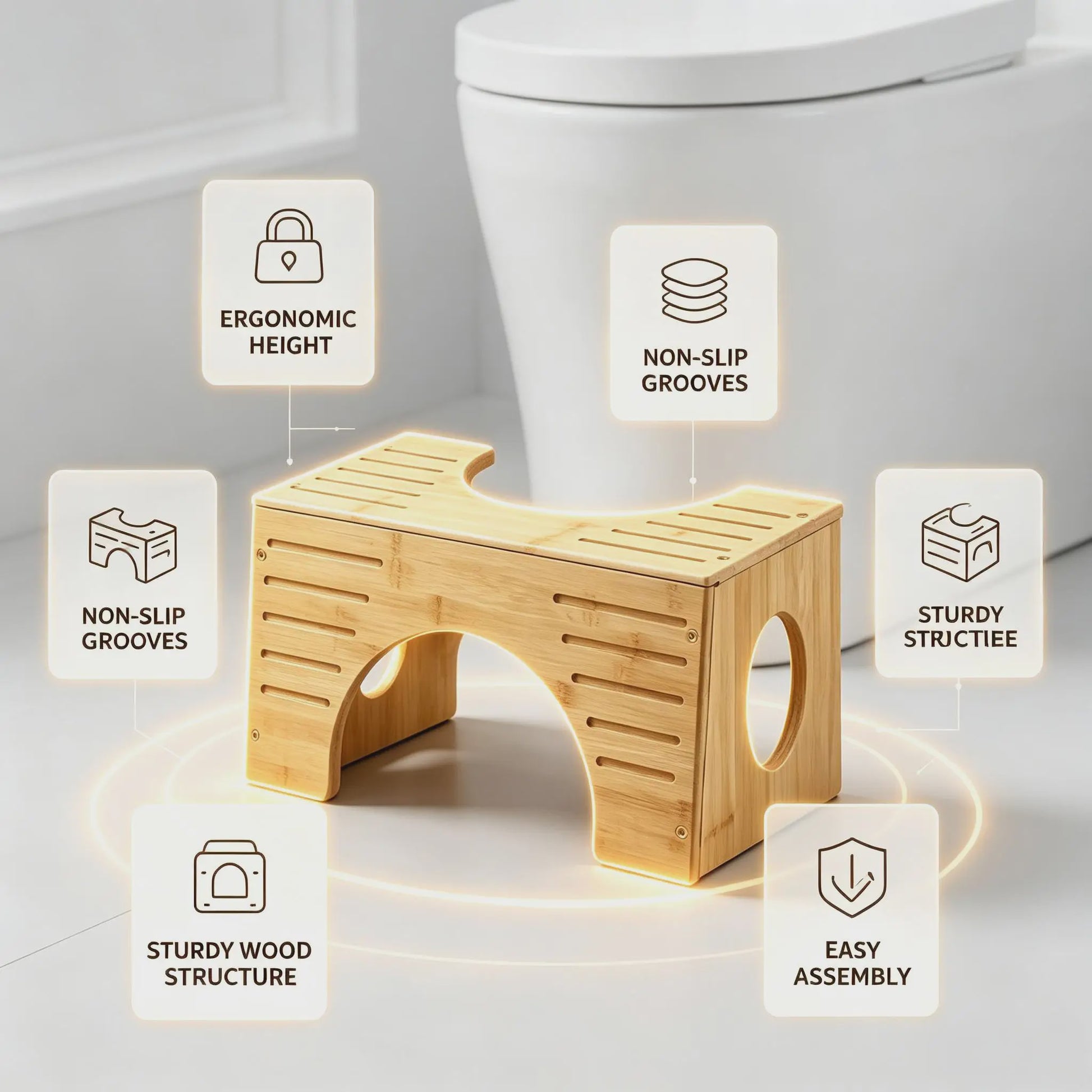 Ergonomische Bamboe Toiletkruk - Verbeter Je Houding en Ontlasting