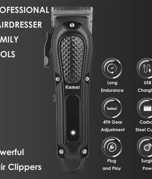 Kemei Professionele Draadloze Baardtrimmer & Tondeuse Set KM-1071/KM-2299