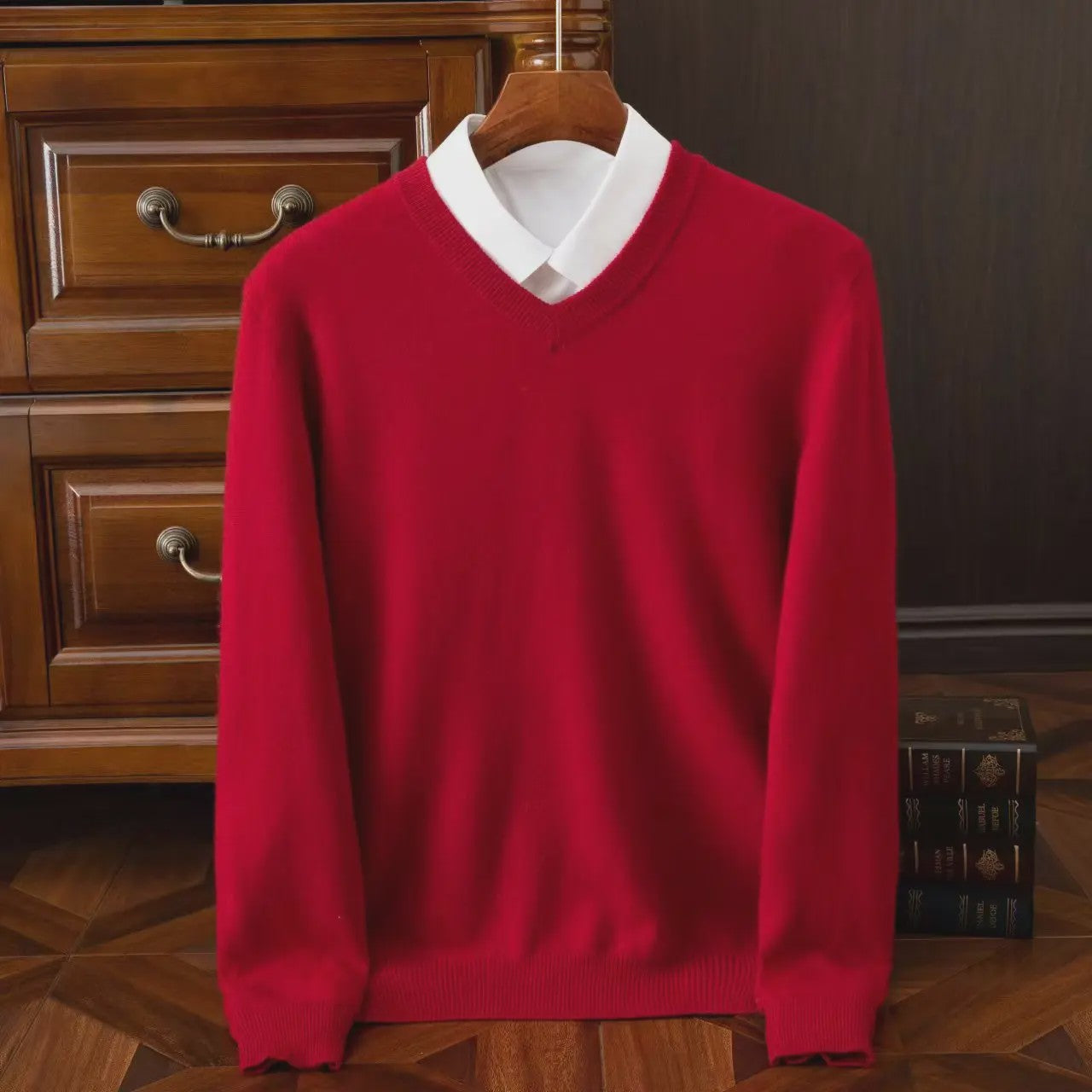 Heren V-hals Trui 100% Merino Wol & Kasjmier - Smart Casual Pullover