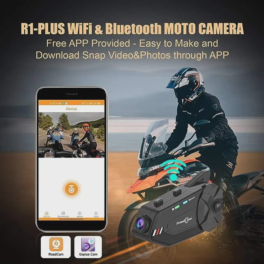 Freedconn R1 Plus Motorhelm Communicatie Systeem met 1080P Dashcam & Bluetooth