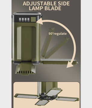 Draagbare Campinglamp met Powerbank & Zonnepaneel - Opvouwbaar & Slim Display