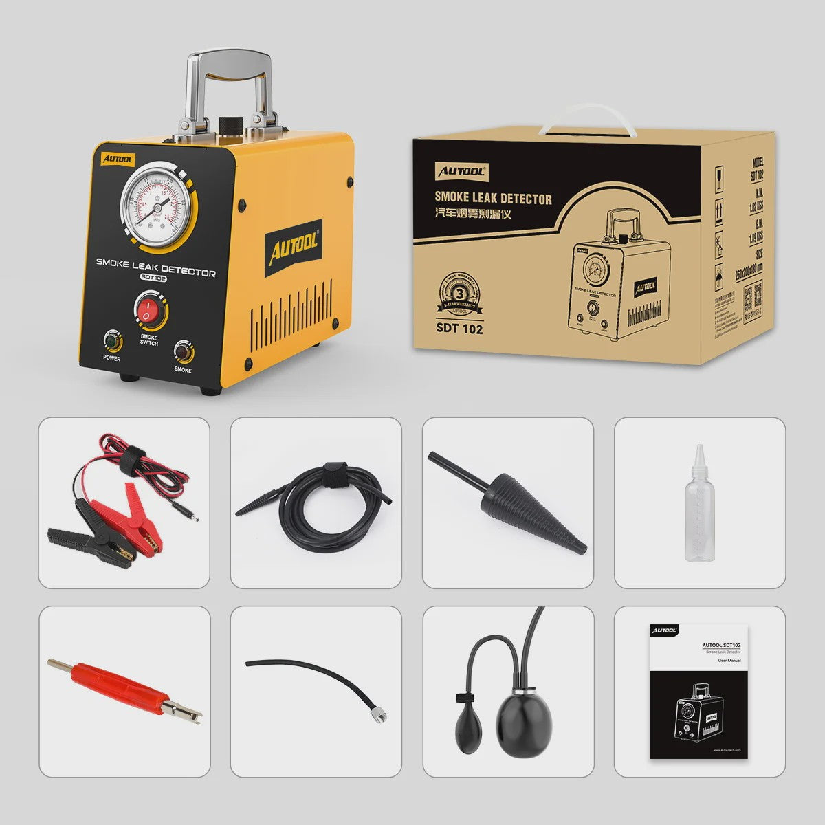 AUTOOL SDT102 Rookmachine 12V Auto Rooklek Detector - Diagnose Uitlaat & EVAP