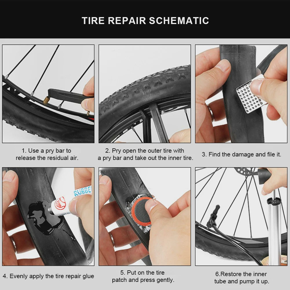 Fietsband Reparatiekit met Vulkaniseerlijm & Plakkers - Bandenplakset voor Mountainbike/Racefiets