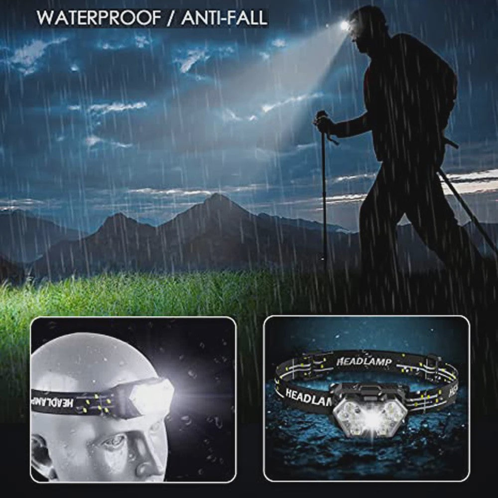 Krachtige 9 LED Hoofdlamp met USB Opladen en Bewegingssensor - Ideaal voor Camping, Vissen en Werk